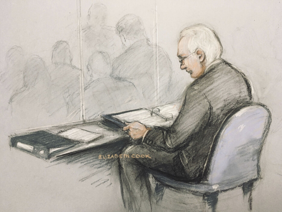 Rettstegning av Julian Assange.