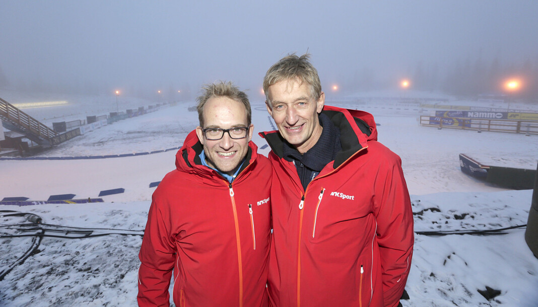 Andreas Stabrun Smith og Ola Lunde har kommentert skiskyting for NRK i mange år. Her fra sesongåpninga i skiskyting på Sjusjøen i 2014. Andreas Stabrun Smith og Ola Lunde har kommentert skiskyting for NRK i mange år. Her fra sesongåpninga i skiskyting på Sjusjøen i 2014.