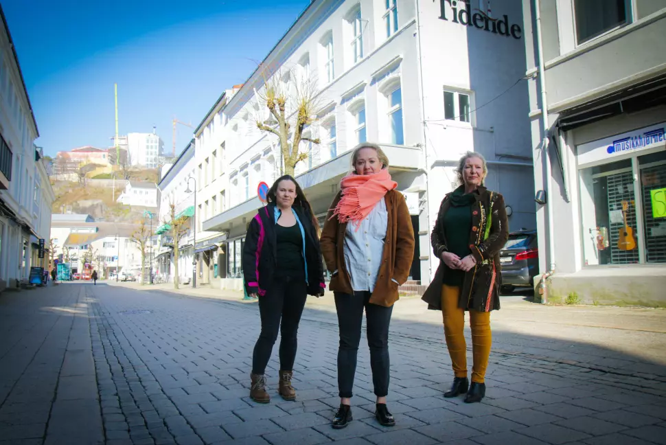 Permitterte Arendals Tidende-medarbeidere: Fra venstre Helene Walle, Grete Helgebø og Linda Dyrholm.