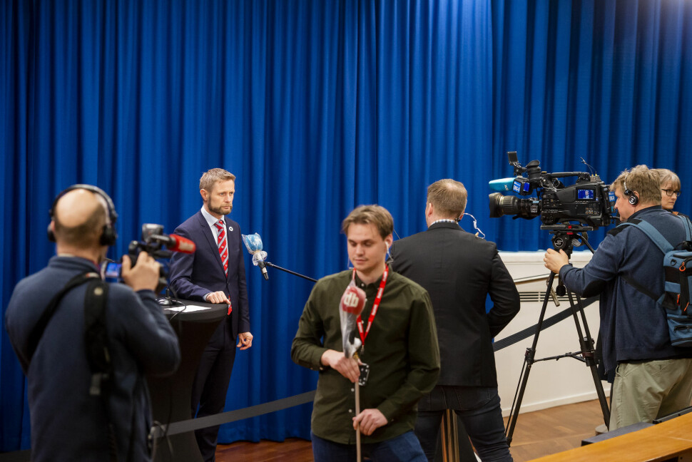 Koronaviruset ligger an til å bli den mest omtalte enkelthendelsen i norske medier noensinne. Her fra helse- og omsorgsminister Bent Høies (H) daglige pressekonferansen om håndteringen av koronasituasjonen.