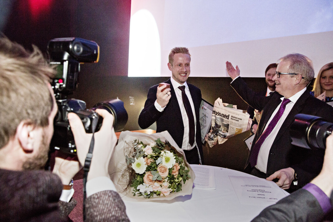 Tidligere Dagbladet-journalist Kristoffer Egeberg (nå Faktisk.no-redaktør) vant Skup-prisen i 2015. Tidligere Dagbladet-journalist Kristoffer Egeberg (nå Faktisk.no-redaktør) vant Skup-prisen i 2015.