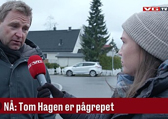 Krimkommentator Øystein Milli intervjues av videjournalist Natalie Remøe Hansen der Tom Hagen ble pågrepet tirsdag. Krimkommentator Øystein Milli intervjues av videjournalist Natalie Remøe Hansen der Tom Hagen ble pågrepet tirsdag.