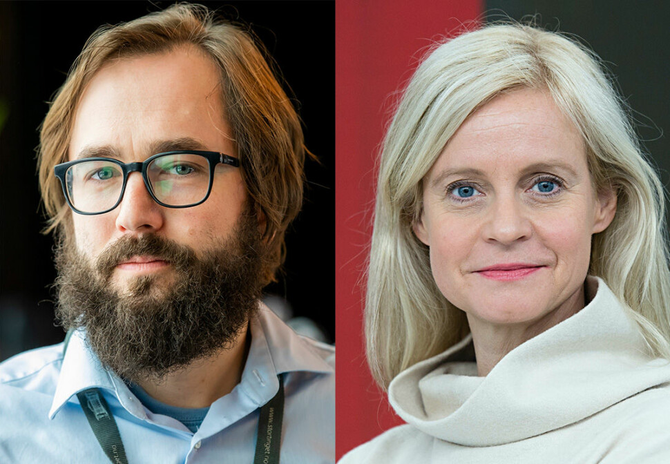 Nyhetsredaktør Karianne Solbrække sier hun er imponert over journalistikk til Filter Nyheter. Her ved ansvarlig redaktør Harald S. Klungtveit.