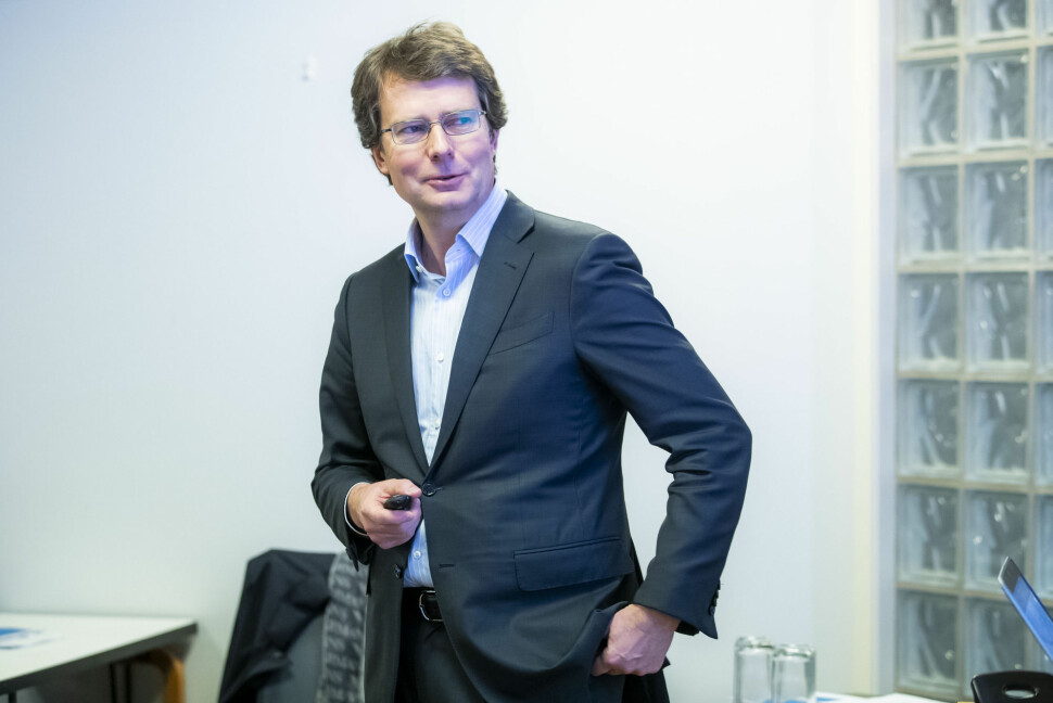 Polaris Medias konsernsjef Per Axel Koch under presentasjonen av fjerdekvartalstallene i fjor.
