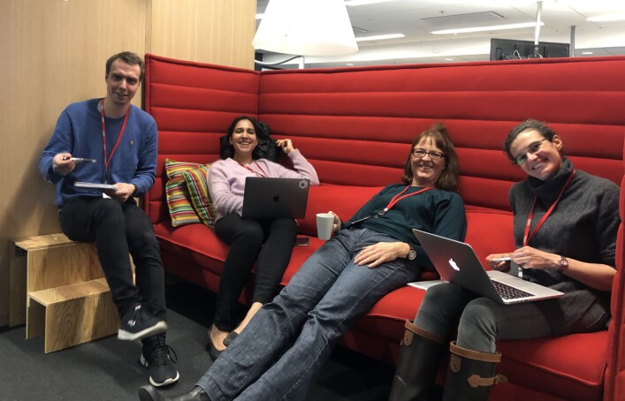 Adrian Steinbakk (t.v) i VGTV og dataanalytiker Isabelle Valette (t.h) jobbet mye med Skup-sakene sammen med Natalie Remøe Hansen fra VGTV (ikke er på bildet). Her i VG-redaksjonen sammen med Shazia Majid og Anne Stine Sæther i juni 2019. Adrian Steinbakk (t.v) i VGTV og dataanalytiker Isabelle Valette (t.h) jobbet mye med Skup-sakene sammen med Natalie Remøe Hansen fra VGTV (ikke er på bildet). Her i VG-redaksjonen sammen med Shazia Majid og Anne Stine Sæther i juni 2019.