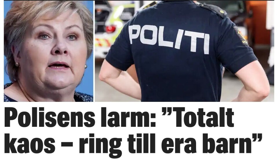Bildet av 17.mai-tog var senere byttet ut med statsministeren. Bildet av 17.mai-tog var senere byttet ut med statsministeren.