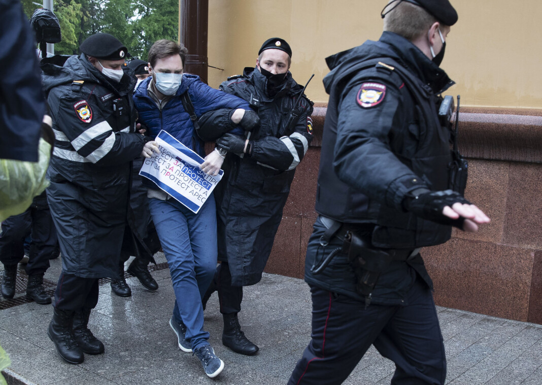 Kirill Gontsjarov er en av flere demonstranter som fredag ble pågrepet i Moskva. Kirill Gontsjarov er en av flere demonstranter som fredag ble pågrepet i Moskva.