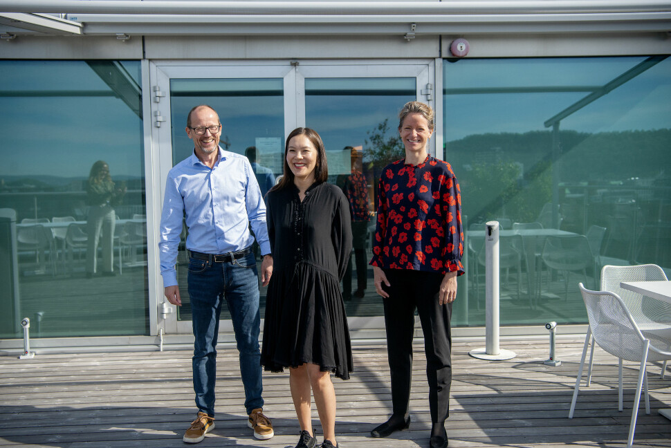 Konsernsjef Per Magne Tveiten i Mentor media, Morgenbladet-redaktør Sun Heidi Sæbø og NHST-konsernsjef Hege Yli Ask.