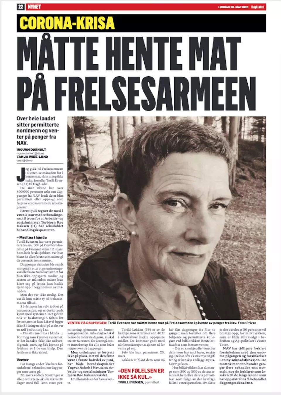 Faksemile, Dagbladet, 30.05.20