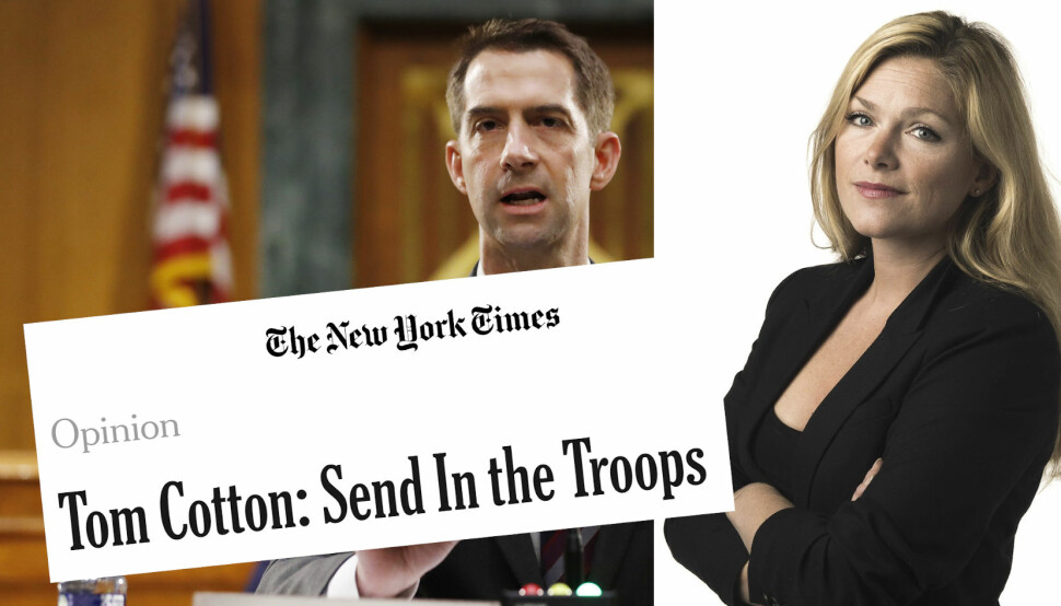 Senator Tom Cotton sto bak kronikken «Send in the troops», som New York Times publiserte.