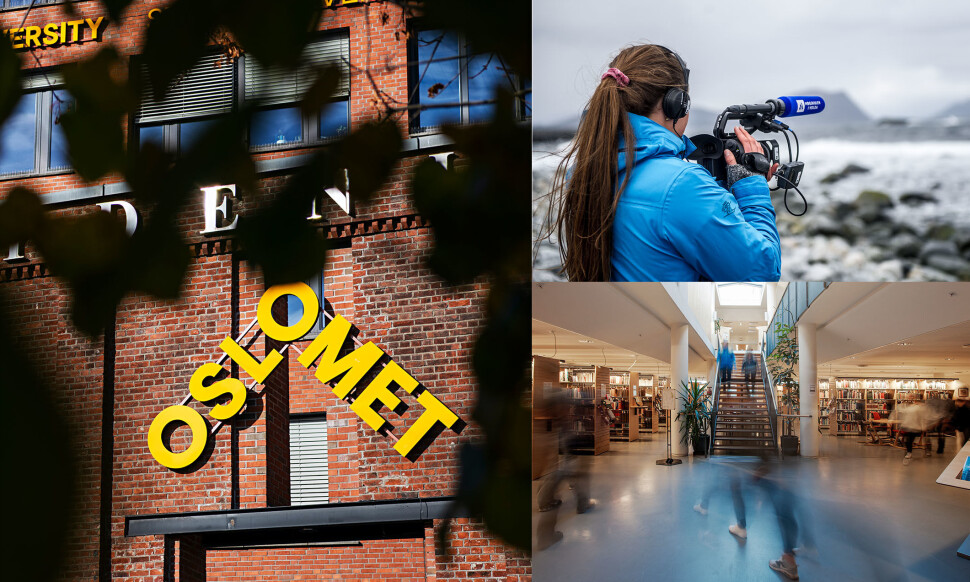 Journaliststudentene skal ha forelesning på en håndballbane og er inndelt i kohorter