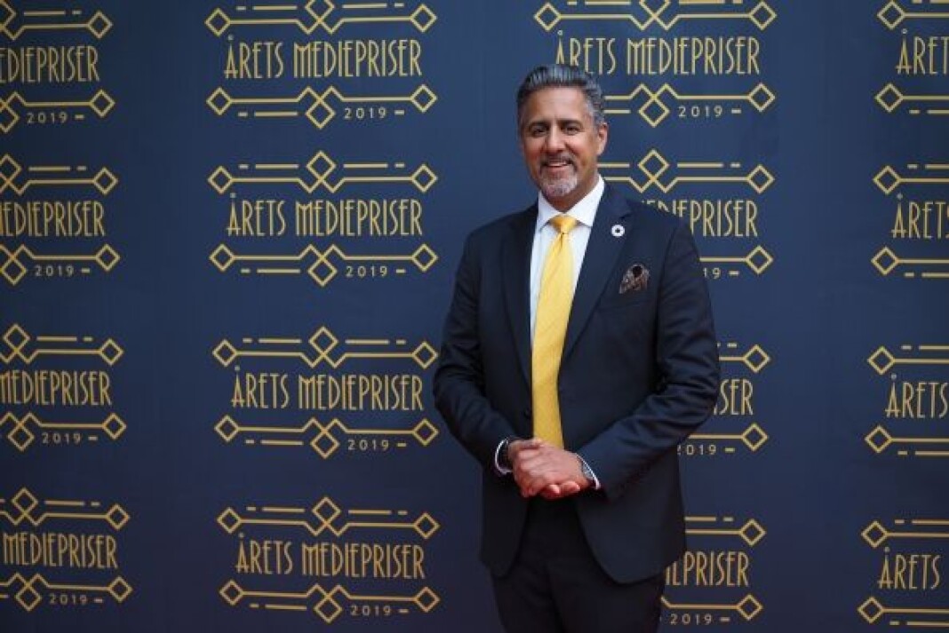 Abid Q. Raja på vei inn til Medieprisene 2019. Abid Q. Raja på vei inn til Medieprisene 2019.