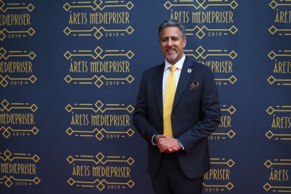 Abid Q. Raja på vei inn til Medieprisene 2019. Abid Q. Raja på vei inn til Medieprisene 2019.
