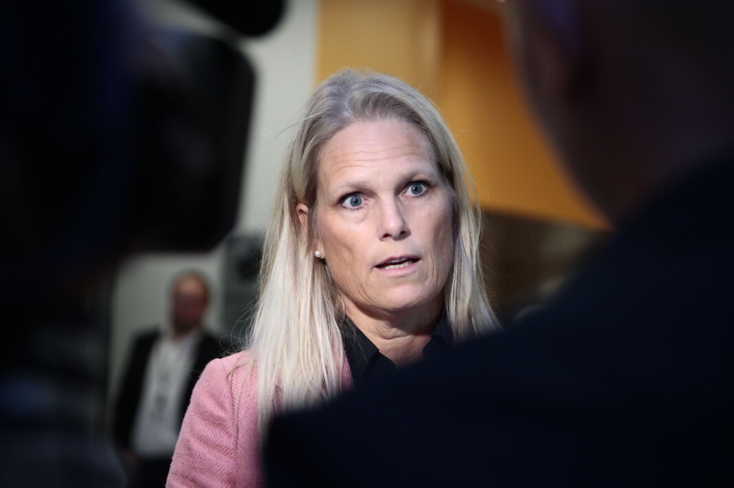 Ingvil Smines Tybring-Gjedde under rettssakens tredje dag mot Laila Anita Bertheussen i Oslo tingrett torsdag. Ingvil Smines Tybring-Gjedde under rettssakens tredje dag mot Laila Anita Bertheussen i Oslo tingrett torsdag.