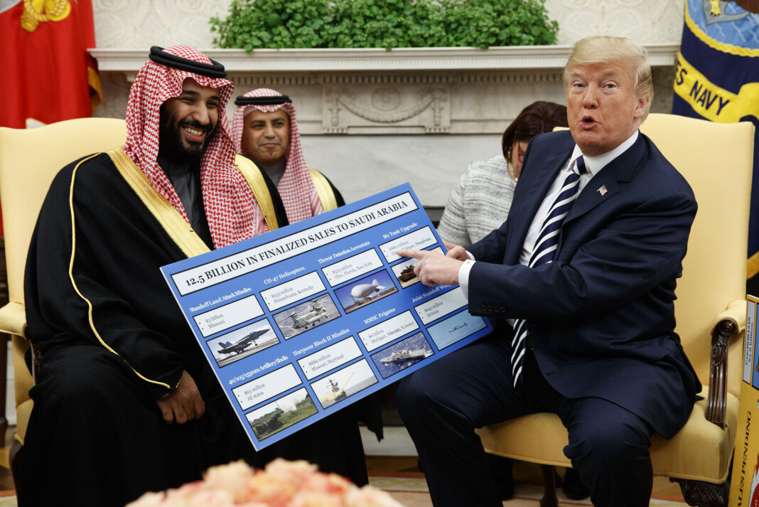 President Donald Trump under et møte med kronprins Mohammed bin Salman i Det hvite hus i mars 2018. President Donald Trump under et møte med kronprins Mohammed bin Salman i Det hvite hus i mars 2018.
