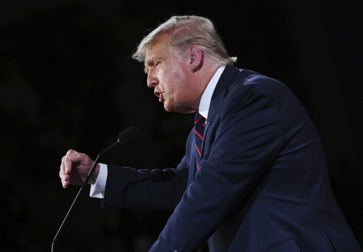 President Donald Trump under den kaotiske første presidentdebatten.