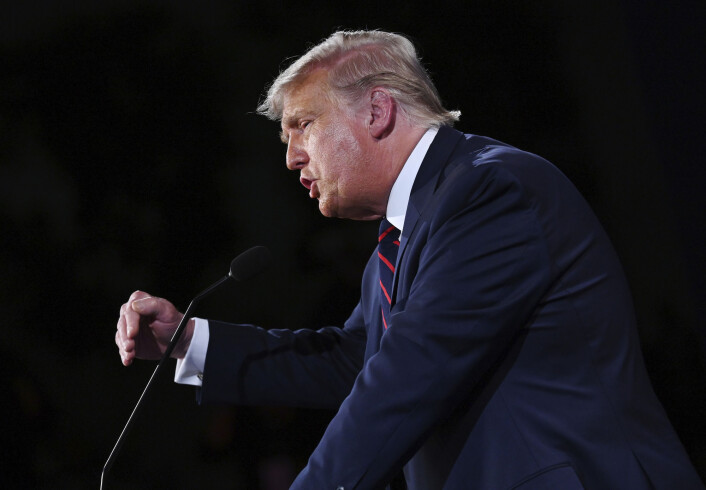 President Donald Trump under den kaotiske første presidentdebatten. President Donald Trump under den kaotiske første presidentdebatten.