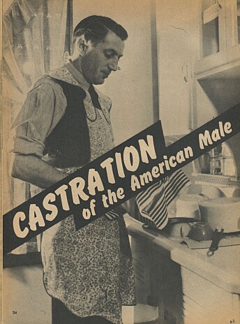 Kommentatoren Mike Huckabees Twitter-utspill oser av årgangsoppslaget «Castration of the American Male». Faksimile av Brigade fra mars 1963 Kommentatoren Mike Huckabees Twitter-utspill oser av årgangsoppslaget «Castration of the American Male». Faksimile av Brigade fra mars 1963