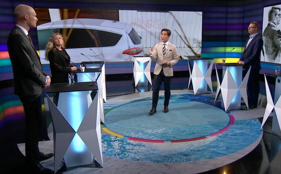 Fredrik Solvang leder Debatten på NRK. Her fra den aktuelle sendingen.