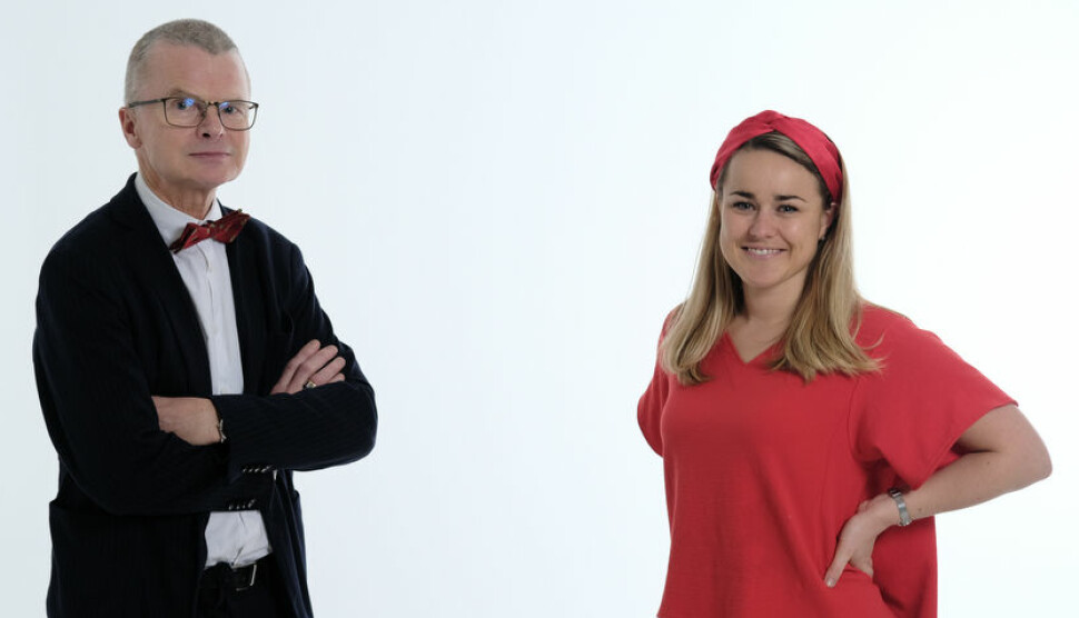 Sjefredaktør Lars Helle og daglig leder Mari-Marthe Aamold passete onsdag en milepæl for avisen.