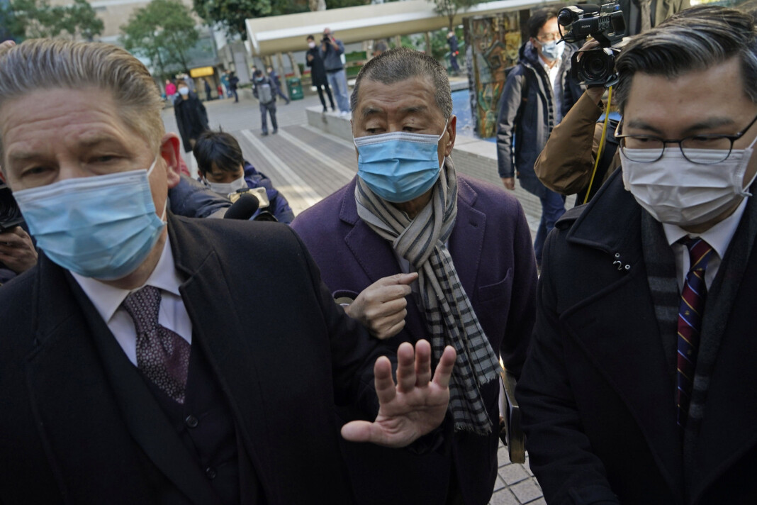 Jimmy Lai utenfor retten i Hongkong. Jimmy Lai utenfor retten i Hongkong.