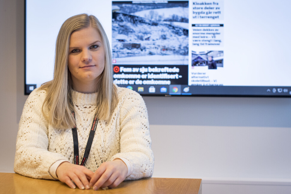Stine Christensen, journalist i Romerikes Blad, var den første journalisten på stedet etter skredet i Gjerdrum kommune. Stine Christensen, journalist i Romerikes Blad, var den første journalisten på stedet etter skredet i Gjerdrum kommune.
