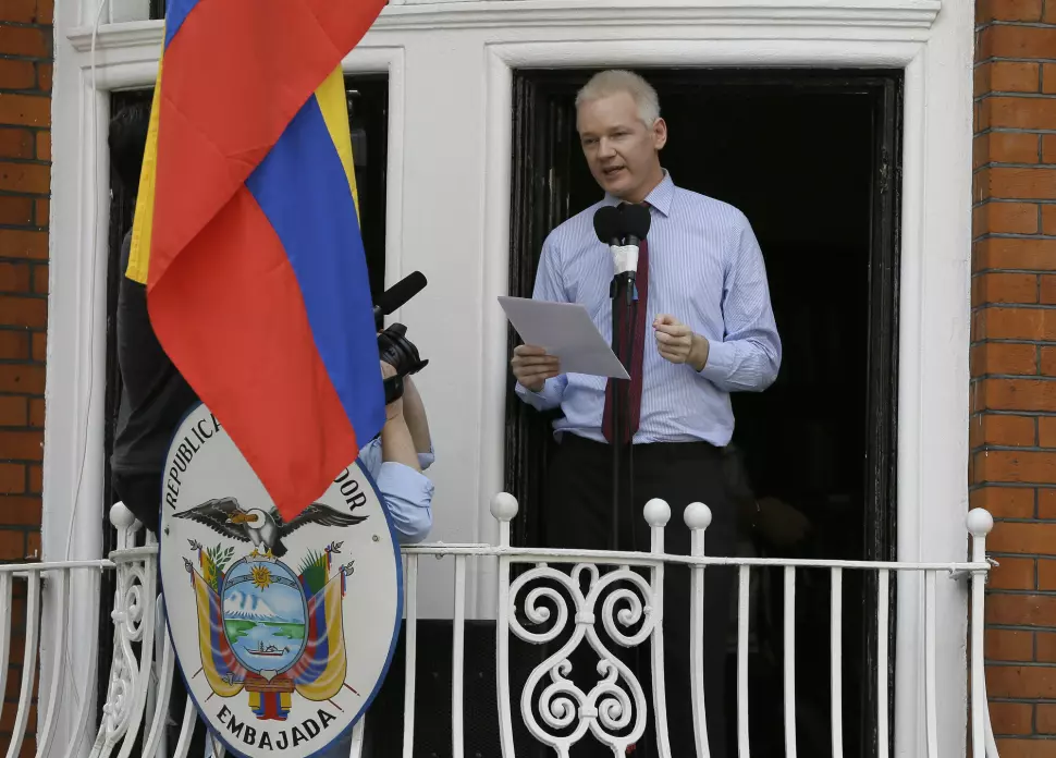 Julian Assange fra den tiden han bodde på Ecuadors ambassade i London.