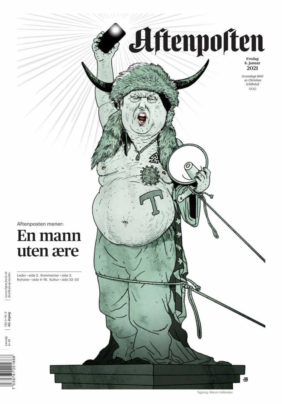 Fredagens papiravis-forside i Aftenposten.