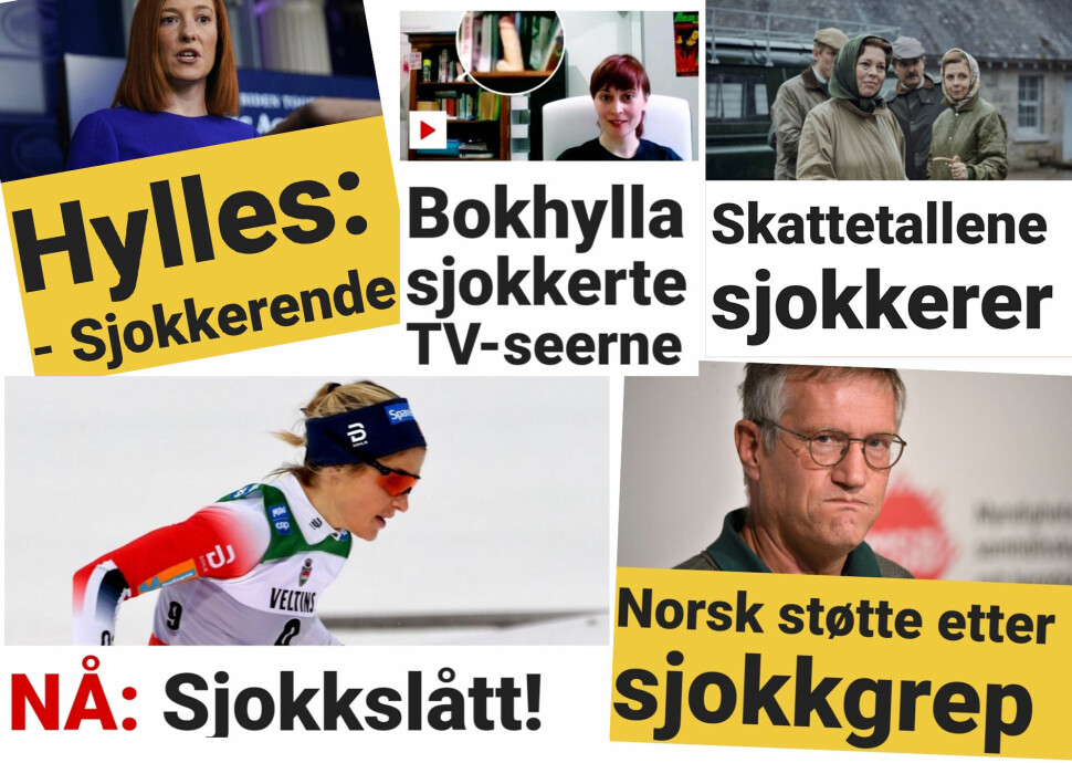 Noen av skjermdumpene Jan-Erik Winther har hentet fra forsiden til Dagbladet de siste 22 ukene.