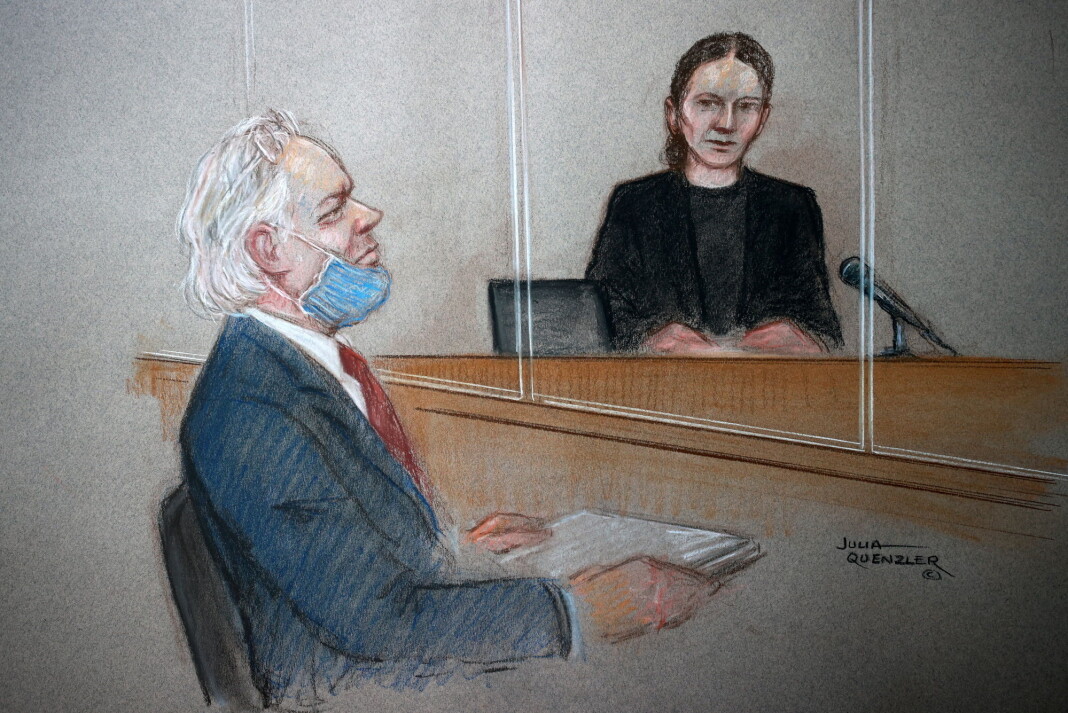 Julian Assange tegnet da han mottok dommen i begynnelsen av januar. Julian Assange tegnet da han mottok dommen i begynnelsen av januar.