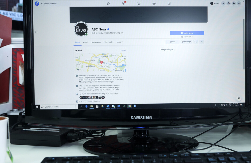 Facebook-profilen til den australske kringkasteren ABC framsto som helt uten innlegg torsdag, etter at nettgigantens blokkering trådte i kraft. Facebook-profilen til den australske kringkasteren ABC framsto som helt uten innlegg torsdag, etter at nettgigantens blokkering trådte i kraft.