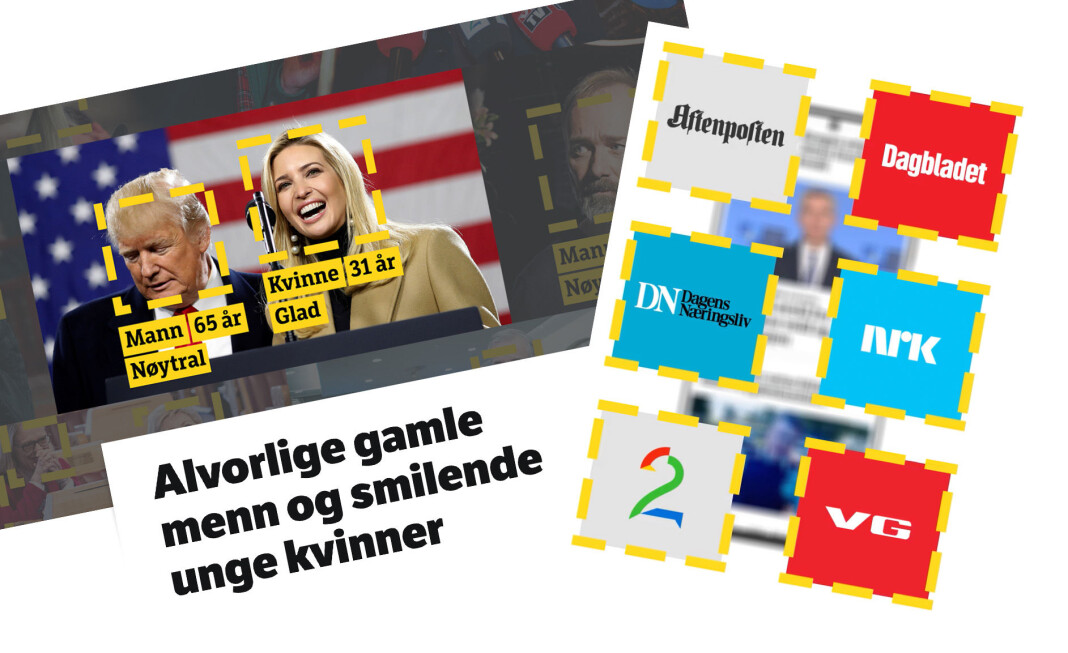 Av 18.038 ansikter på forsidene til Aftenposten, Dagbladet, Dagens Næringsliv, NRK, TV 2 og VG, telte roboten 6961 kvinner, en andel på 38,6 prosent. Av 18.038 ansikter på forsidene til Aftenposten, Dagbladet, Dagens Næringsliv, NRK, TV 2 og VG, telte roboten 6961 kvinner, en andel på 38,6 prosent.