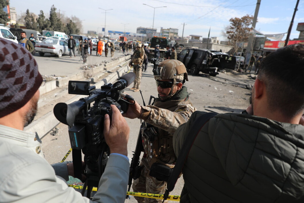 Afghanistan er et av de farligste landene i verden for journalister. I fjor ble 15 journalister drept. Afghanistan er et av de farligste landene i verden for journalister. I fjor ble 15 journalister drept.