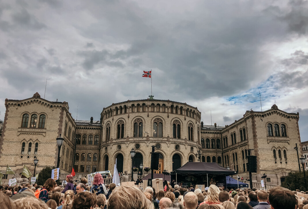 Her fra demonstrasjon foran Stortinget i 2019 Her fra demonstrasjon foran Stortinget i 2019