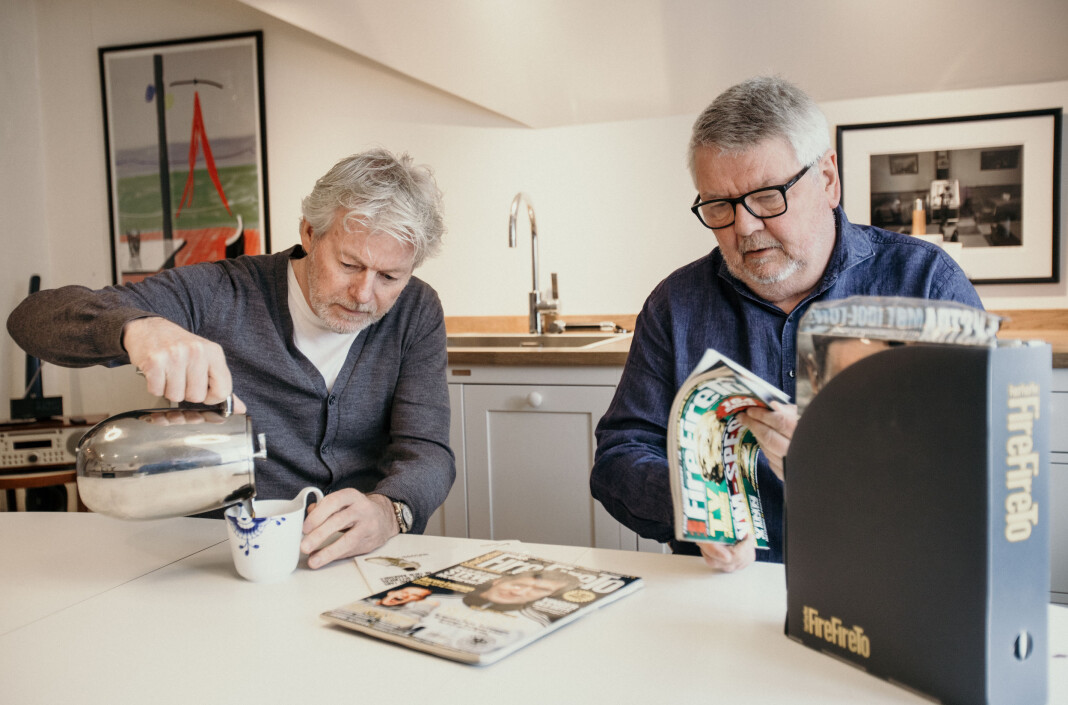Morten Pedersen og Tom Stalsberg planlegger fotballmagasinet FireFireTre. Morten Pedersen og Tom Stalsberg planlegger fotballmagasinet FireFireTre.
