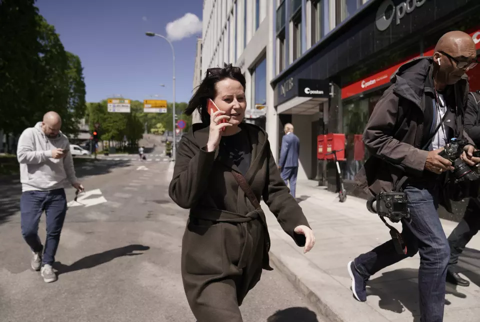 Line Andersen fotografert etter at det i dag ble kjent at hun og NRK har inngått et forlik.