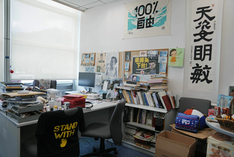 Kontoret til en av lederne i avisen Apple Daily står tomt.