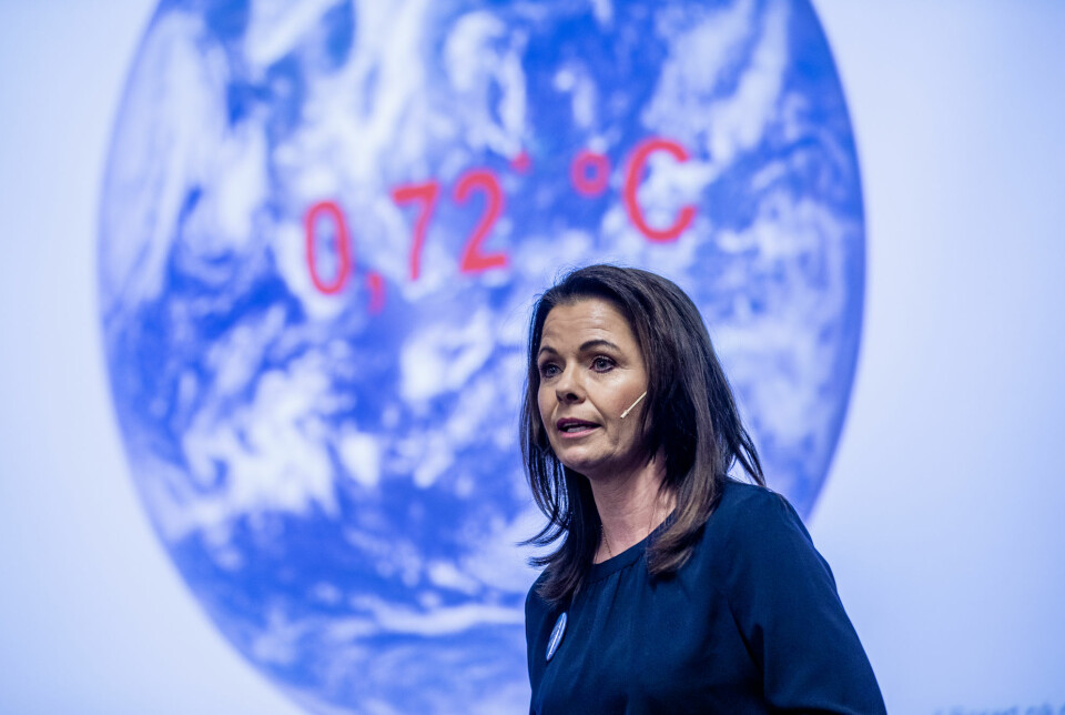Statsmeteorolog Bente Wahl presenterer klimastatus 2020 på Meteorologisk institutt.
