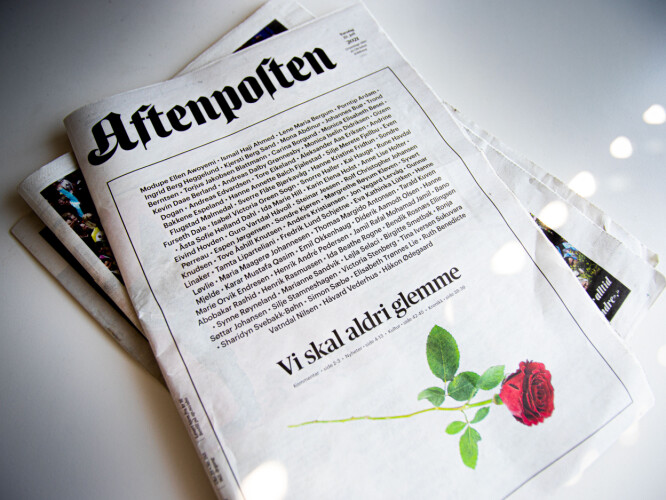 Aftenpostens forside ti år etter 22. juli-angrepet. Aftenposten har dekt tiårsmarkering bredt og blant annet publisert 17 relevante kronikker.