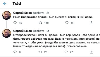 Sergej Yezjov skrev på Twitter. Sergej Yezjov skrev på Twitter.