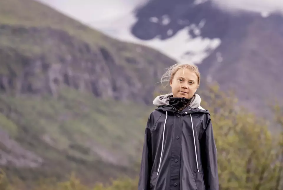 Klimaaktivisten Greta Thunberg er å finne på den første framsiden til motemagasinet Vouge Scandinavia. Her er hun avbildet i Lappland i Sverige tidligere i sommer.