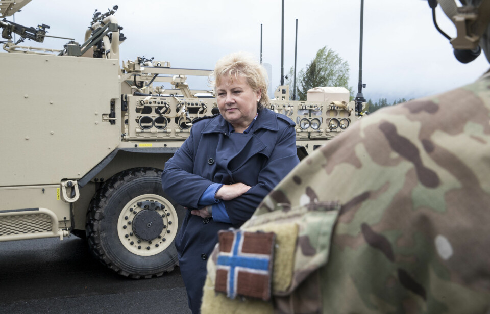 Statsminister Erna Solberg fotografert på Rena leir i 2019.