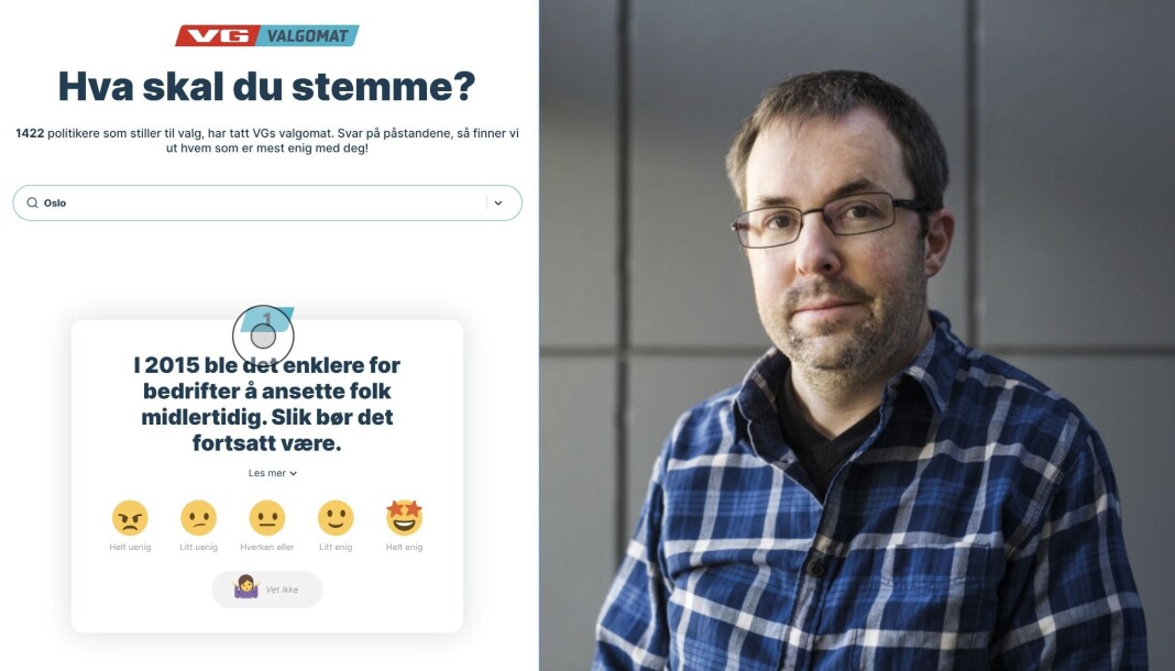 Journalist og utvikler Øyvind Engan er prosjektansvarlig for VGs valgomat. Journalist og utvikler Øyvind Engan er prosjektansvarlig for VGs valgomat.