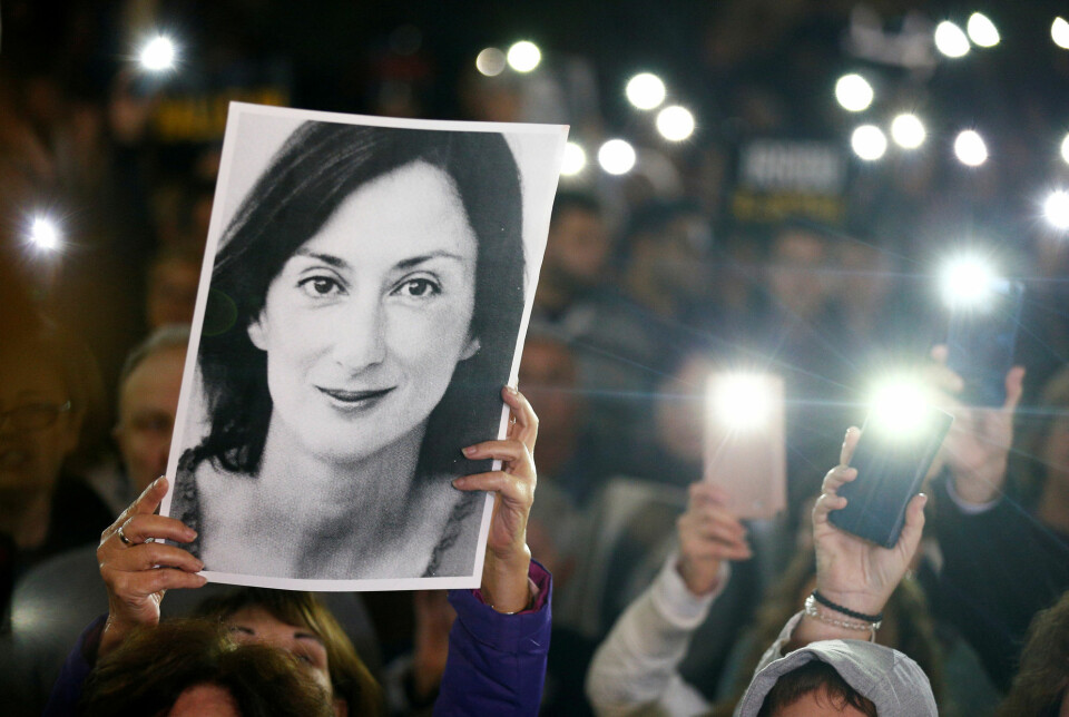 Et portrett av den drepte journalisten Daphne Caruana Galizia.