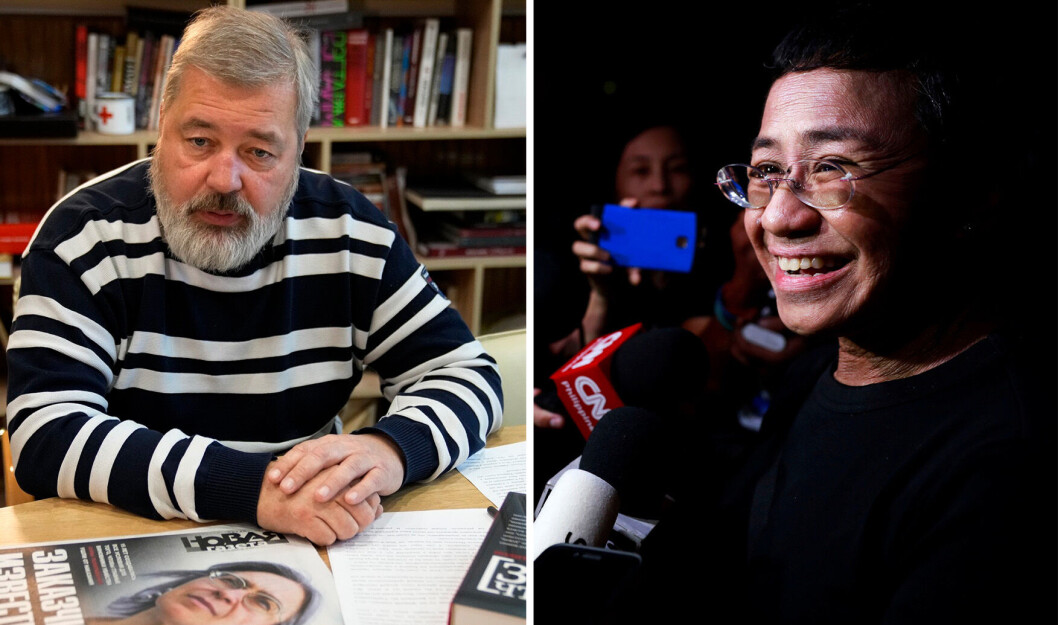 Fredsprisvinnerne: Dmitrij Muratov og Maria Ressa. Fredsprisvinnerne: Dmitrij Muratov og Maria Ressa.