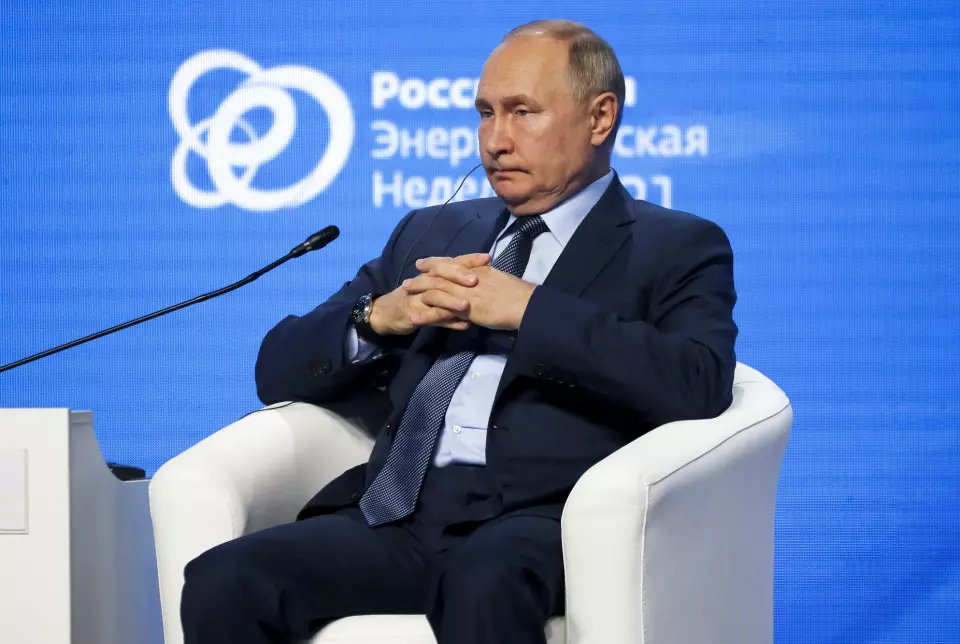 Russlands president Vladimir Putin deltok på et plenumsmøte onsdag under Russlands energiuke i Moskva.