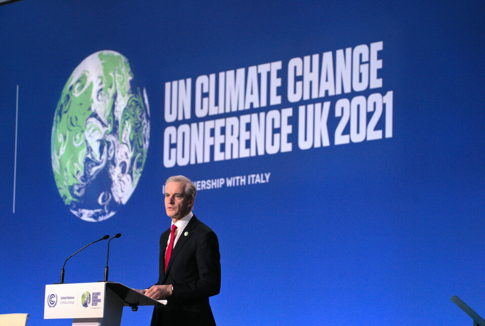 Statsminister Jonas Gahr Støre under klimatoppmøtet tirsdag denne uken.