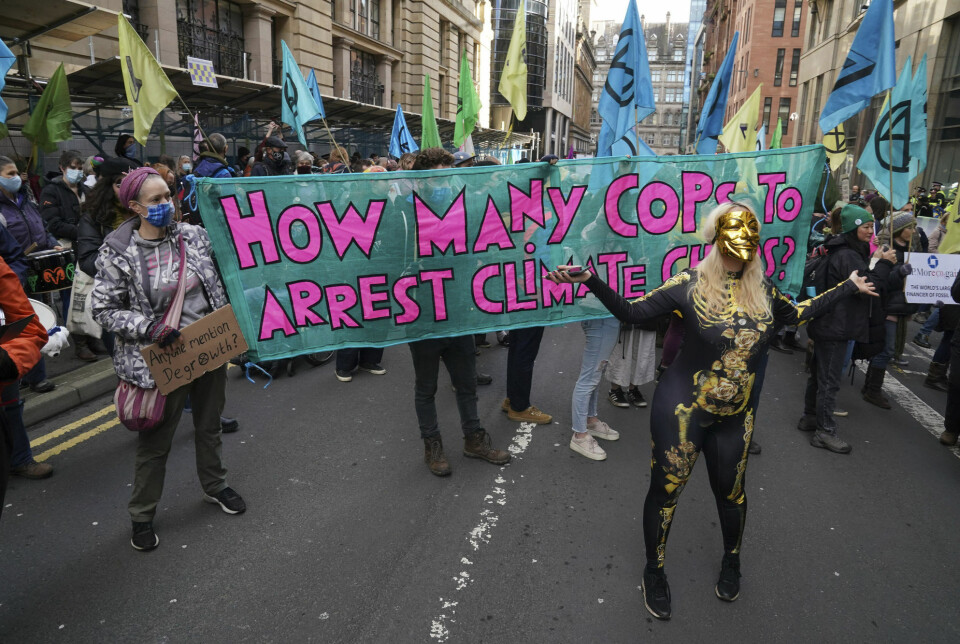 Glasgow er preget av demonstrasjoner og gateteater i forbindelse med COP26. Glasgow er preget av demonstrasjoner og gateteater i forbindelse med COP26.