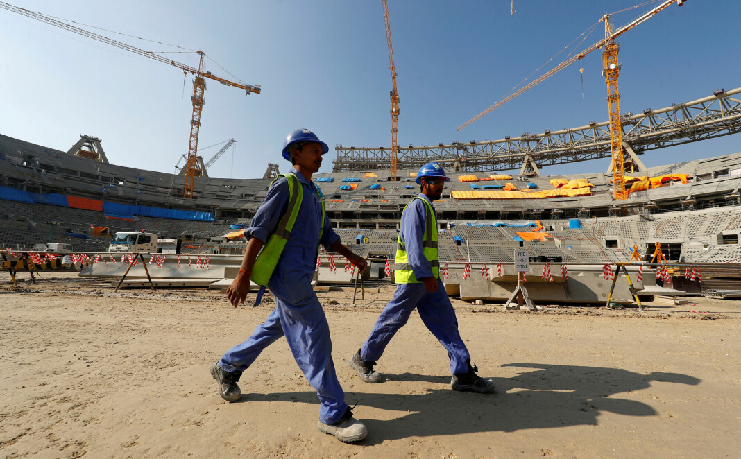 Qattar bygger anlegg før fotball-VM 2022, her ved Lusail stadion.