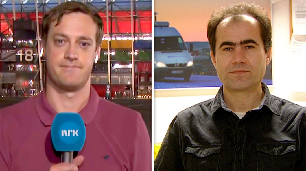 NRK-medarbeiderne Halvor Ekeland (til venstre) og Lokman Ghorbani ble pågrepet i Qatar. NRK-medarbeiderne Halvor Ekeland (til venstre) og Lokman Ghorbani ble pågrepet i Qatar.